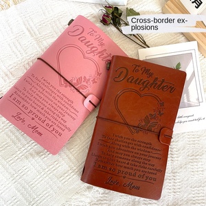 Carnet de notes vintage A6 en gros, reliure en cuir avec logo en relief, couverture rigide avec couture à la main pour fille, papa - Product Image 2