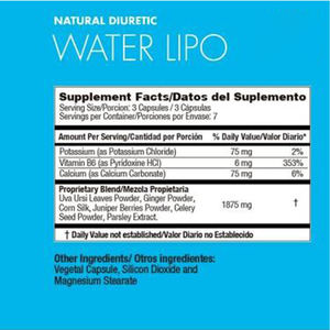Cápsulas Vegetarianas Diuréticas Herbales Water Lipo, Cápsulas Diuréticas Vegetales, Cápsulas Duras de Vitamina B6 Water Lipo - Product Image 3