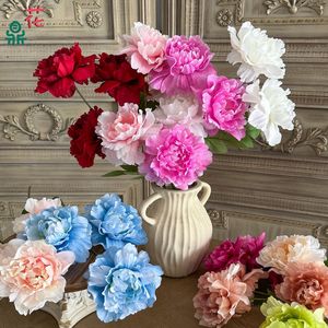 Ramo de peonías artificiales de seda de 3 cabezas para decoración del hogar y bodas - Product Image 1