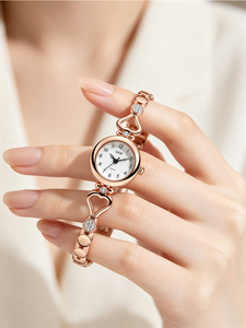 Montre étanche de luxe légère en forme de cœur, sertie de diamants, avec un bracelet fin en acier, montre à quartz pour femme - Product Image 5