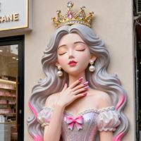 Statue de Jardin Princesse Fantaisie avec Robe Bouffante, Couronne et Détails de Perles – Sculpture Décorative pour Patio et Salon