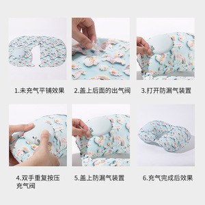 Almohada de viaje inflable en forma de U con estampado de unicornio 3D para adultos, soporte portátil para el cuello para uso en coche y avión - Product Image 3