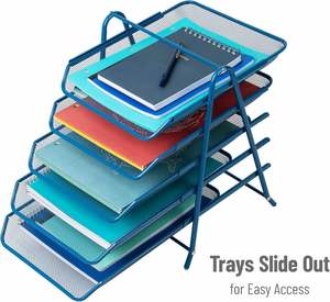5 Tier <b>File</b> Tray Organizer Desk Paper <b>Document</b> Holder Desktop Storage for Office Home or School Organization Turquoise - Product Image 4