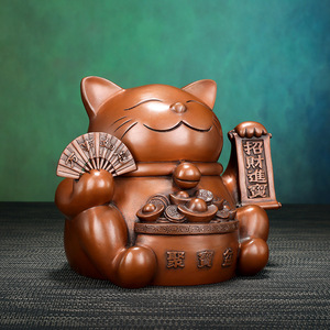 Copper Cat Figurine Feng Shui <b>Desk</b> Decor Office Home Gift Chinese New Year Single Piece - Product Image 1