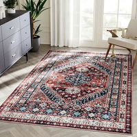Tapis persan vintage bleu antidérapant pour chambre à coucher, hôtel, maison d'hôtes, salon