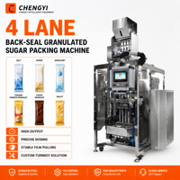 Full Automatic 4 Lane Back Seal White Sugar Granule Stick Sachet Packing Machine SUS304 CE Certified Multi-lane