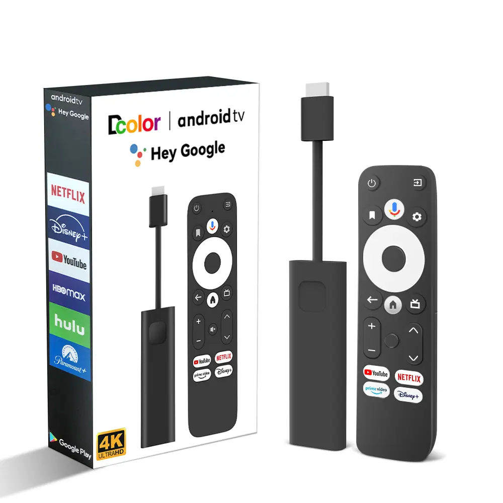 hot sale android tv stick voice control remote google assistant google certified 4k Android tv stick
