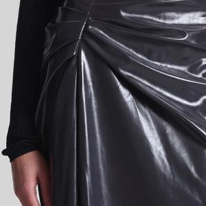 Falda Midi de Cuero Tejido con Cierre de Cremallera, Diseño Nuevo 2025, OEM, Verano, Sexy, Ajustada, Formal, Color Sólido - Product Image 2