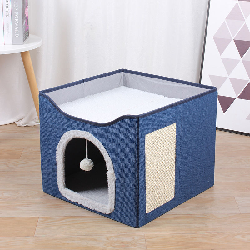 Classic cat bed navy blue 16.15*16.15*13.8inch