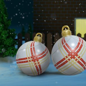 Bola Inflable de Navidad de 60 cm con Diseño de Copo de Nieve Rojo, Decoraciones para Jardín Exterior - Product Image 2