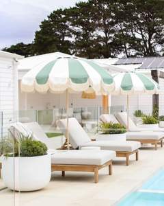 Sombrilla pequeña para balcón fabricada en China con borlas, ajuste de ángulo, color rosa, para exteriores, con borlas y mecanismo de inclinación, para resort. - Product Image 2