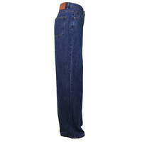 Jeans Wanita Premium Nyaman dan Bernapas, Model High Street, Cuci Klasik, Potongan Lurus, Pinggang Tinggi, dengan Belahan di Bagian Bawah