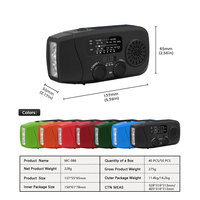 Radio AM/FM d'urgence extérieure avec lampe de poche solaire et à manivelle Conception portable Fonction de batterie externe en matière plastique