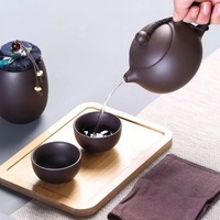 Service à thé de voyage en céramique écologique Pangu Zisha, sac portable, une théière, quatre tasses, théière d'extérieur