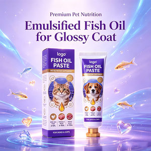 <span class=keywords><strong>Crème</strong></span> à l'huile de poisson émulsifiée avec saumon, thon, poitrine de poulet, lécithine, taurine, glucosamine, chondroïtine pour la peau et le pelage des chats et des chiens - Product Image 1