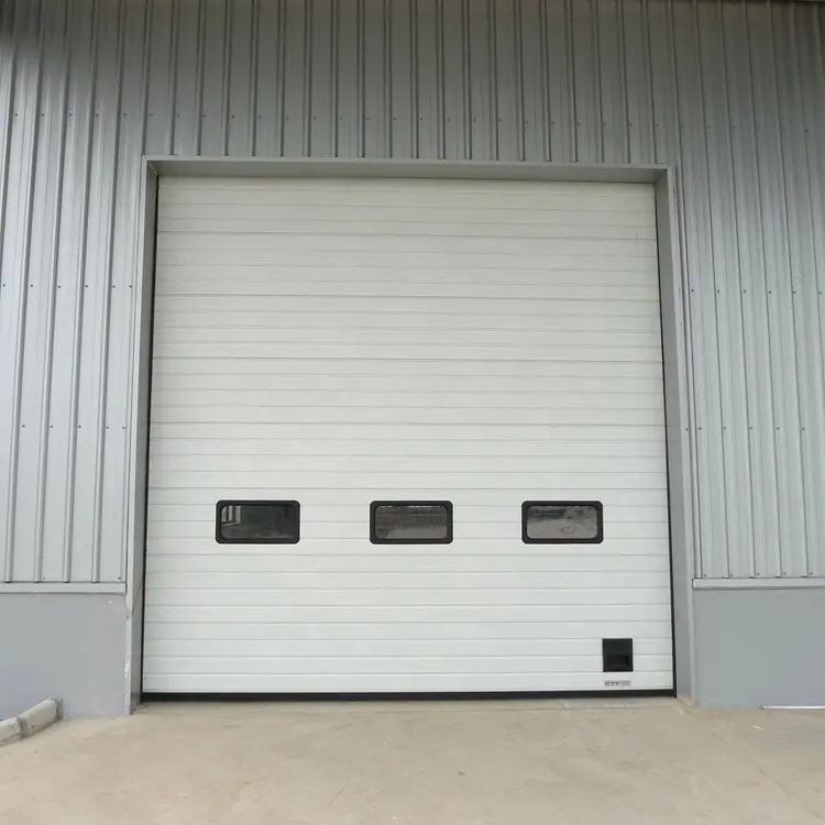 Endüstriyel otomatik çelik kaldırma yalıtımlı garaj kapısı beyaz seksiyonel kapı pencere ile