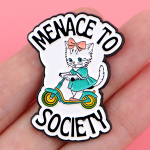 Épinglette en émail motif chat mignon « Society » – Badges à revers pour sacs à dos, vêtements et accessoires – Cadeaux pour amis - Product Image 3