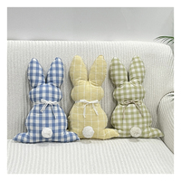Nouvel arrivage printemps vert floral plaid pâques lapin lapin peluche oreiller jouet coussin