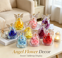 Boîte carrée de roses séchées et préservées, fleurs éternelles sous verre, cadeau pour anniversaire, fête des mères, femme, mère