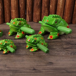 En gros, Jouet en bois sculpté à la main, grenouille multicolore tachetée, instrument de percussion Guiro, bruiteur pour enfant - Product Image 3