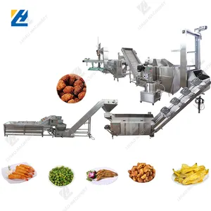 Tự động Nut Fryer Máy đậu phộng ngô chiên Máy pháp chiên gà dòng thiết bị