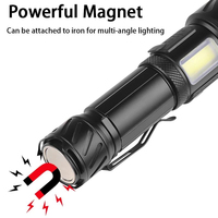 Lampe torche LED XHP160 super lumineuse avec zoom, rechargeable par USB, COB latéral, aimant, batterie 26650, lampe de poche tactique pour le camping