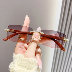 Lunettes de soleil rectangulaires demi-cerclées UV400, protection solaire tendance, unisexe adulte 2025 - Product Image 2