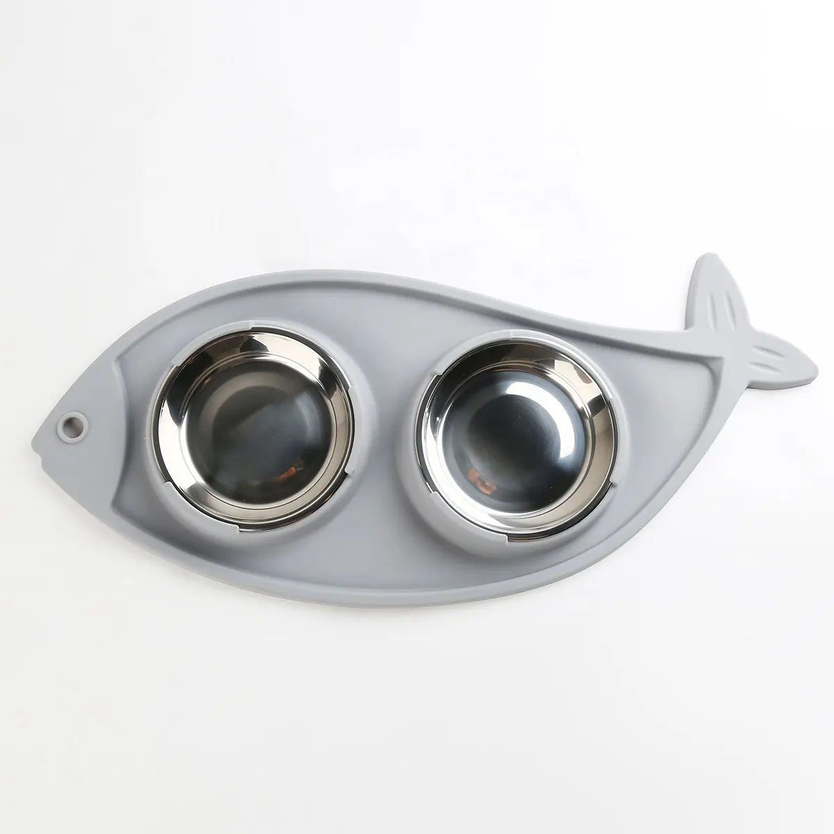 Food Feeding Device For Cat Dog Pet Supplies Fish Shaped Dishes Steel Silicone Mat Custom Fish Shaped Serving Dish