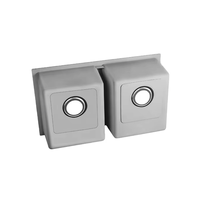Évier de cuisine rectangulaire moderne multifonctionnel en acier inoxydable 304 de 32 pouces, double bac avec deux trous, finition brossée pour hôtel