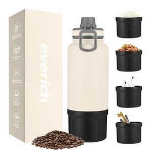 Factory new design 3 in 1 double wall stainless steel insulated coffee water bottles water bottle with extra storage