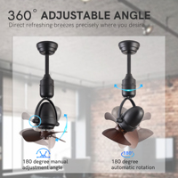 Ventilateur de plafond mini LED moderne en fer avec moteur DC silencieux et télécommande pour usage intérieur/extérieur dans les chambres, salons, salles à manger, bureaux et petits espaces