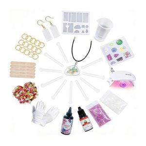 Kit de fabrication de bijoux fantaisie faits main en résine, résine transparente dure à durcissement UV, moules en silicone et accessoires pour Noël - Product Image 3