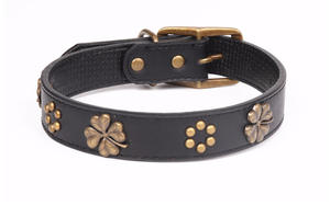 Produk baru kerah hewan peliharaan perunggu Tersedia 2025 Aksesori semanggi tali kulit kerah anjing - Product Image 3