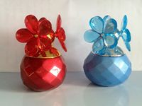 Botol Parfum Kaca Merah Mewah untuk Wanita, Set Lengkap 70Ml dengan Topi Aluminium Bunga