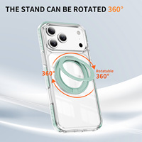 Casing Ring Stand Magnetik Transparan Mewah Kompatibel untuk iPhone 18 Pro Max, TPU PC Anti-Kuning, Tahan Banting
