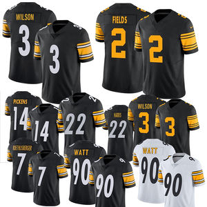 Hommes Jeunesse 3 <span class=keywords><strong>Russell</strong></span> Wilson 2 Justin Fields T.J. Watt Najee Harris George Pickens Roethlisberger Maillot de football cousu S-3XL - Product Image 1