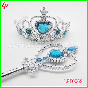 Princess Crown And <b>Magic</b> Wand <b>Set</b> For Children Birthday Party Costume Accessory Gold Pink Heart Design Plastic Material - Product Image 2
