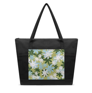 Bolsa de compras personalizada de gran capacidad, ecológica y reutilizable, con diseño de flores tropicales hawaianas. - Product Image 6