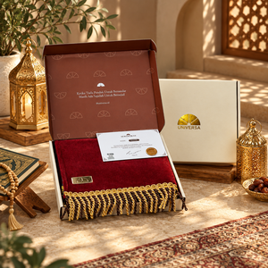 Maroon Muslim Prayer Mat Small Islamic Prayer Mat for Prostration with Faux Fur <b>Foam</b> and Gold Tassel - Product Image 3