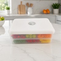 Stapelbare voedselbewaarbox met datumtracker deksel, meerlaags plastic opbergdoos voor dumplings, groenten, fruit, koelkast, vriezer, injectie.