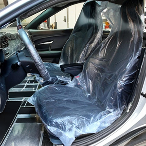 5 housses de siège de voiture jetables en PE, imperméables, avec protection pour volant et levier de vitesse, ajustement universel pour garage et service - Product Image 2