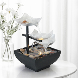 Modern Water Fountain Square Iron <b>Desk</b> Decor For Home Office <b>Study</b> With LED Light Feature - Product Image 2