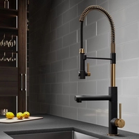 Robinet d'évier de cuisine monocommande en acier inoxydable 304 noir mat, design moderne à arc élevé, avec douchette extractible, garantie 3 ans