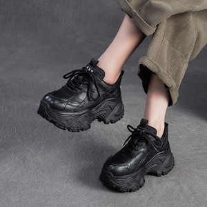 Zapatillas deportivas casuales de color sólido para baloncesto, con suela gruesa, cordones delanteros, zapatos de mujer a la moda. - Product Image 3