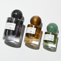 Flacon de parfum rond en verre 30ml 50ml 100ml avec bouchon en cristal de pierre, flacon de parfum de luxe vide, emballage de parfum personnalisé