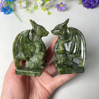 Statue de dragon volant en jade vert naturel sculpté à la main, artisanat en pierre de guérison en cristal, vente en gros