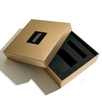 Boîte à parfum de luxe dorée avec insert en EVA et ruban, ensemble personnalisé de 3 pièces pour flacon vide de 50 ml, fabrication OEM