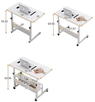 Bureau d'ordinateur moderne et économique pour étudiants, blanc, réglable en hauteur, plateau en bois, roulettes mobiles, tables d'ordinateur, ordinateur portable à vendre