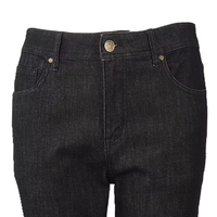 Jean en coton délavé coupe droite, respirant, style urbain, décontracté, extensible, broderie unie, bouton, printemps