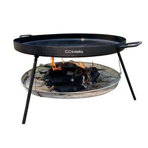 Supper Capacity Reversible Firewood Pit and Charcoal Dual Purpose Portable Round Griddle <strong>Grill</strong> <strong>Pan</strong> with Wire Mesh Basket - Product Image 2